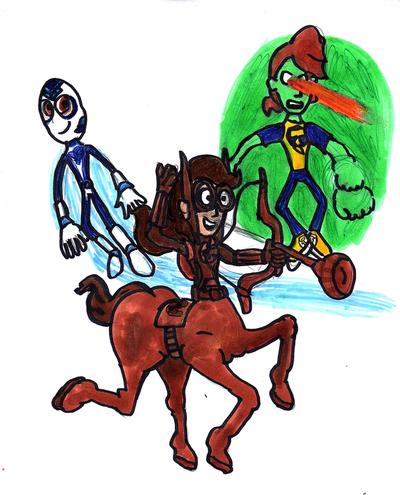 The Big Three of Papravim
Flightman, Centaurgirl & Green Titan